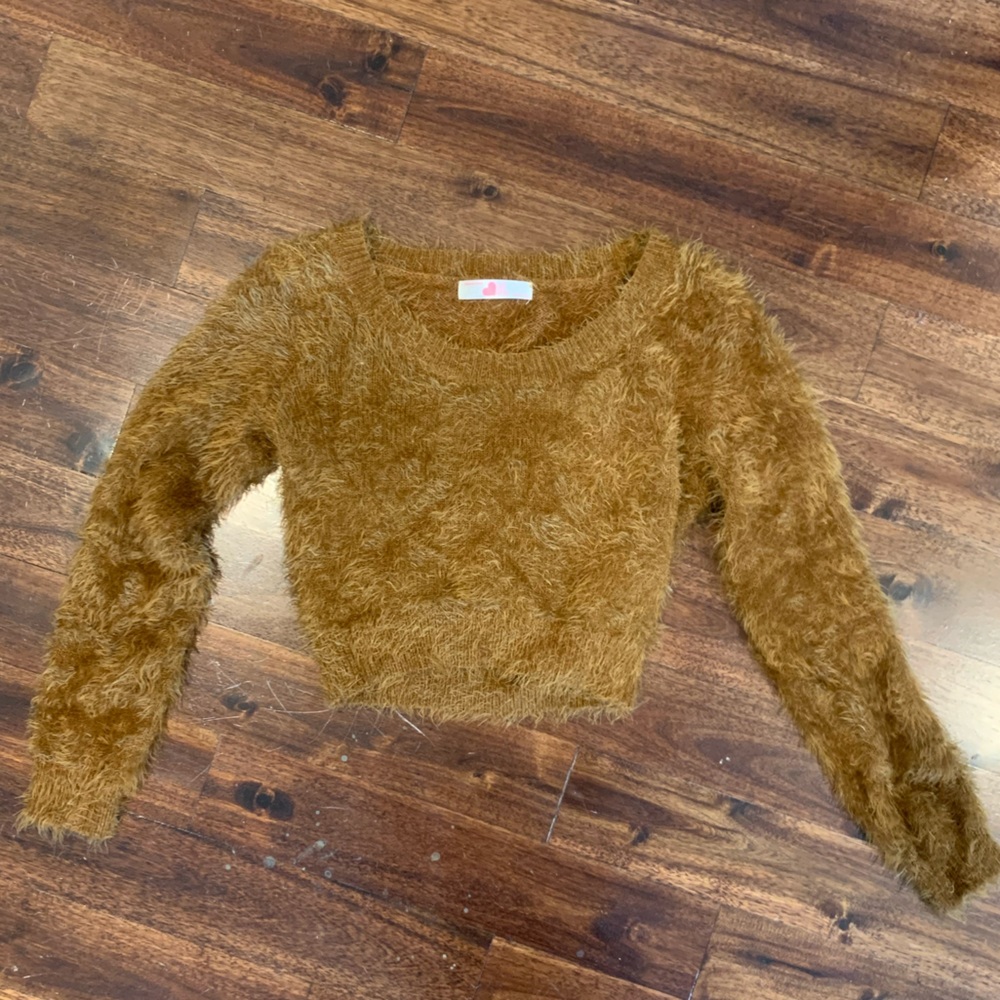 american apparel fuzzy sweater top in yellow / mustard